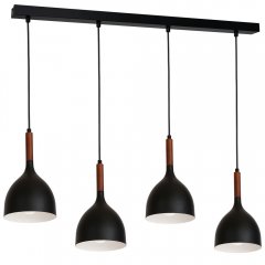 Czarna lampa wisząca na listwie 4-punktowa NOAK WOOD 3707 Luminex