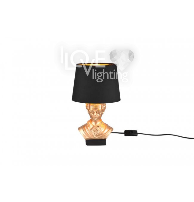 Gold Pineapple Table Lamp with Black Satin Shade